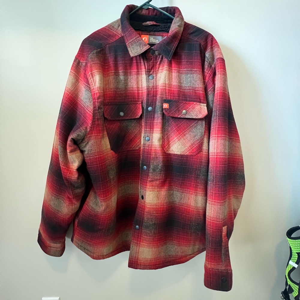 American Outdoorsman Red and Black Plaid Flannel Shirt